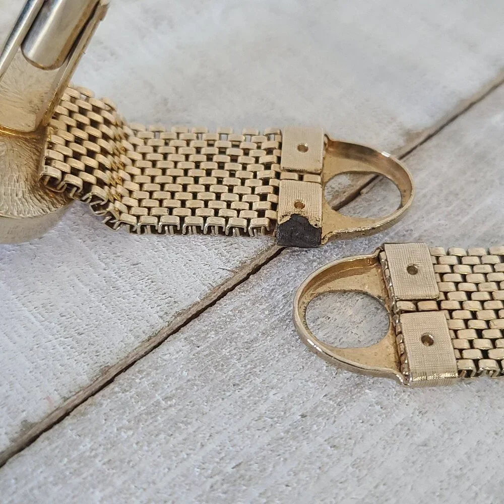 Vintage Cufflinks Volcanic Lava Glass Irridescent Gold Tone